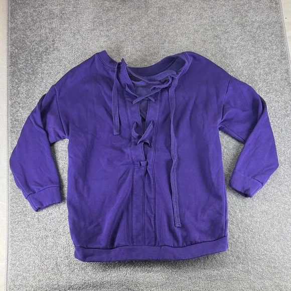 Fabletics Long Sleeve Sweatshirt Sweater Purple Womens S Athletic Active Women S - Picture 2 of 6